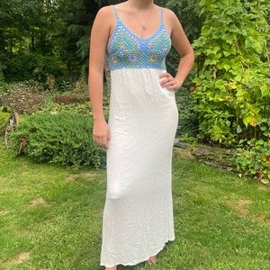 Altar’d State M Crochet Knit Top Maxi Dress White